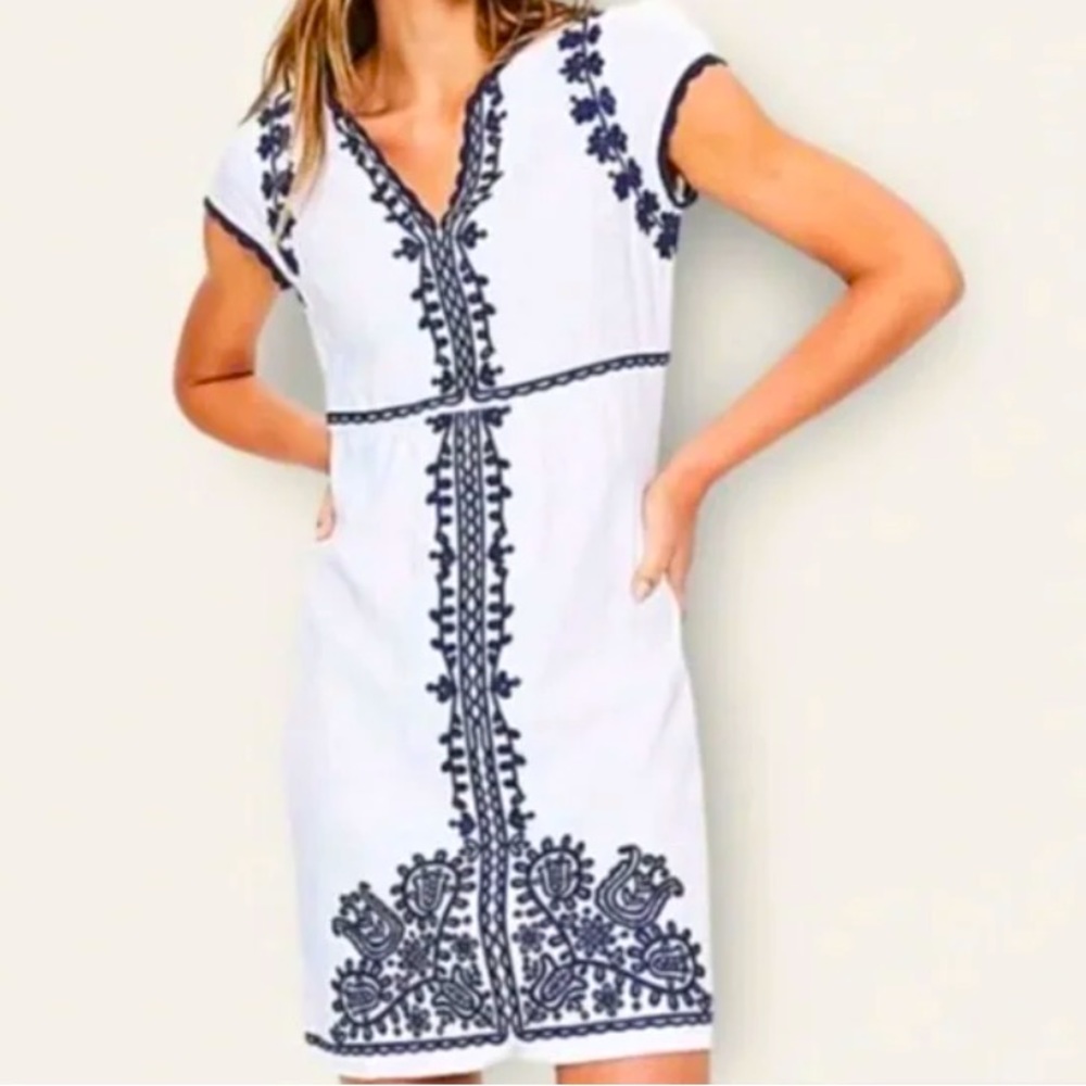 Boden Bea Linen Embroidered Dress